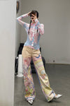 CONSTANÇA ENTRUDO sunset monster print denim trousers AW23_TRO07
